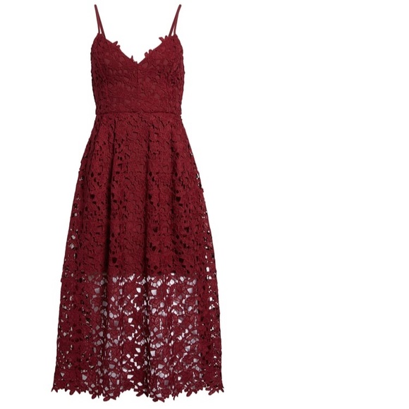 astr red lace dress